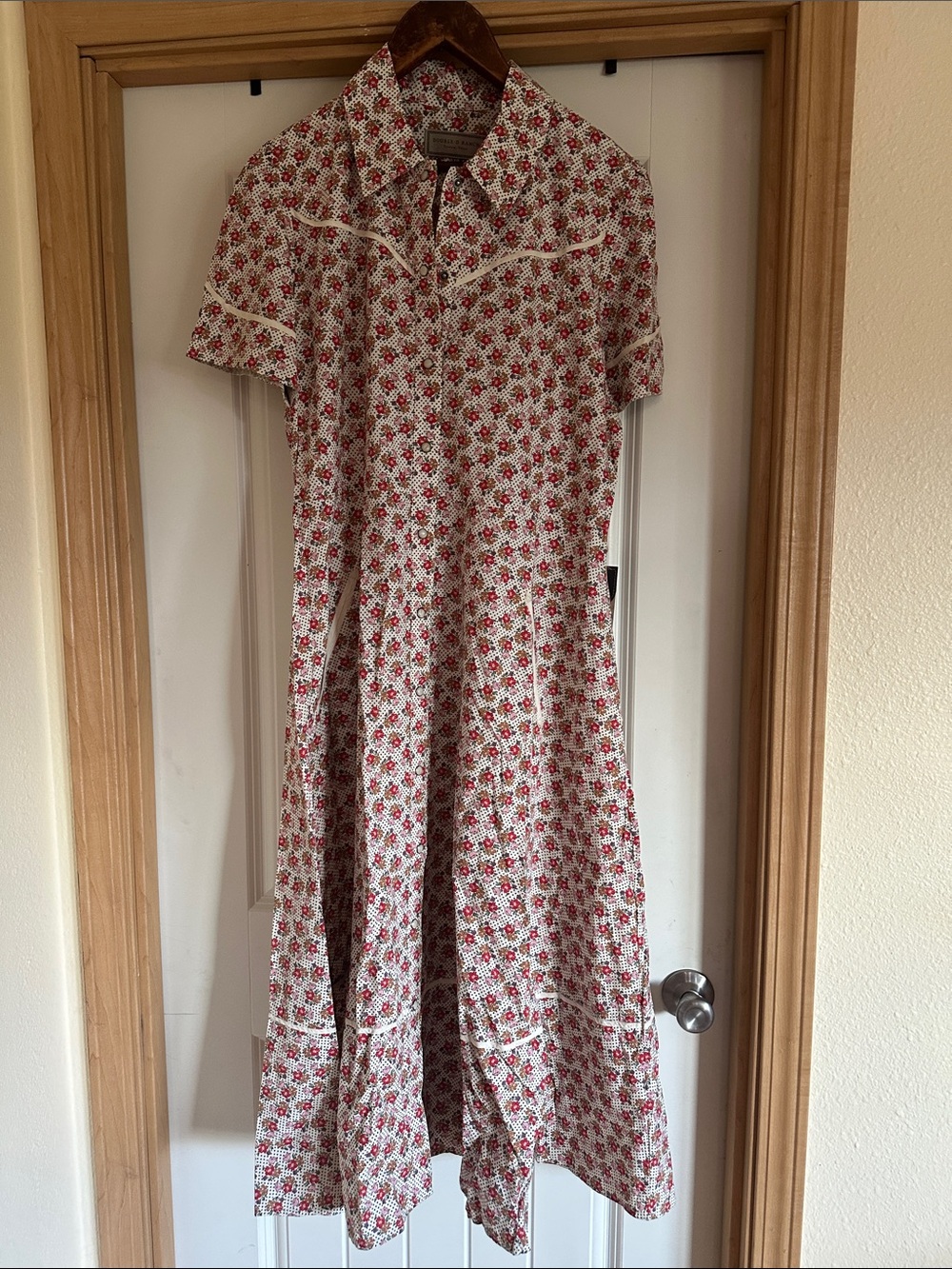 Double D Ranch White Maxi Dress with Red Floral Print WILDFLOWER RIOT